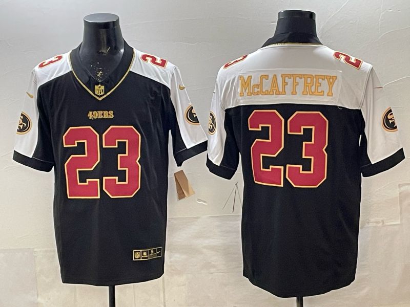 Men 2026 Nike San Francisco 49ers #23 Mccaffrey Black 3th generation Thorwback Limited NFL Jersey 010